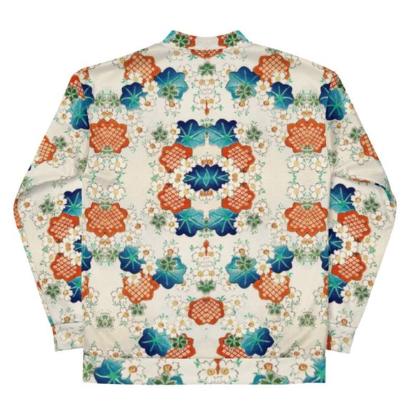 Floral Pattern Vintage Japanese Art Bomber Jackets. - Picture 6 of 10